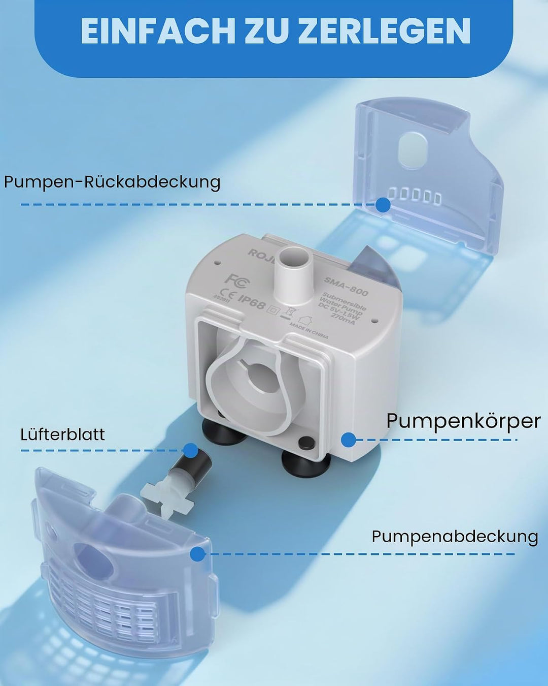 Ersatzpumpe für TOMXCUTE Katze Trinkbrunnen Super Leise, 5V, 1.5W, Pumpe