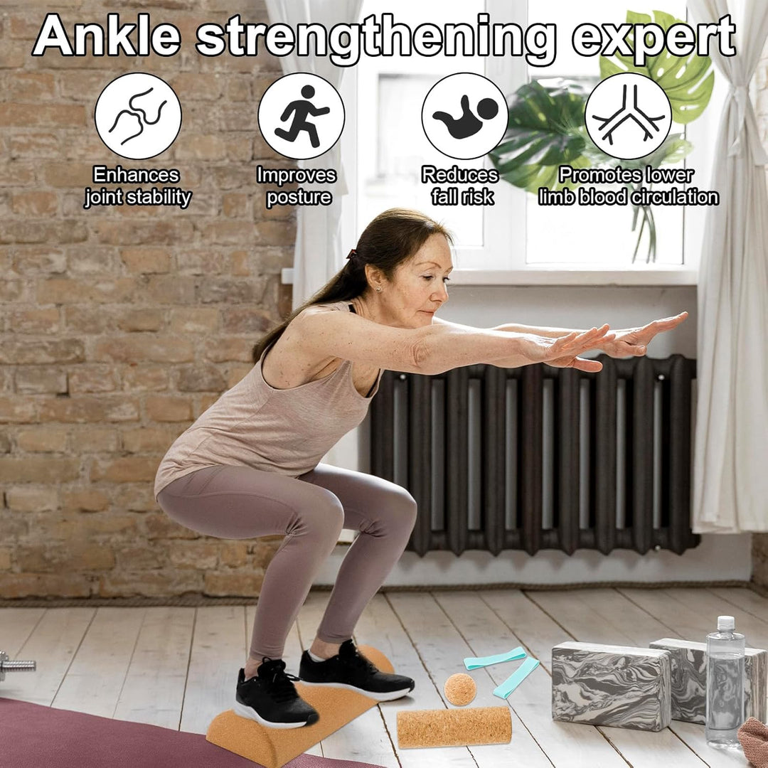 Fusstrainer aus Kork, Natürlicher Kork Balance Board Trainer für Knöchelstabilität zur Verbesserung