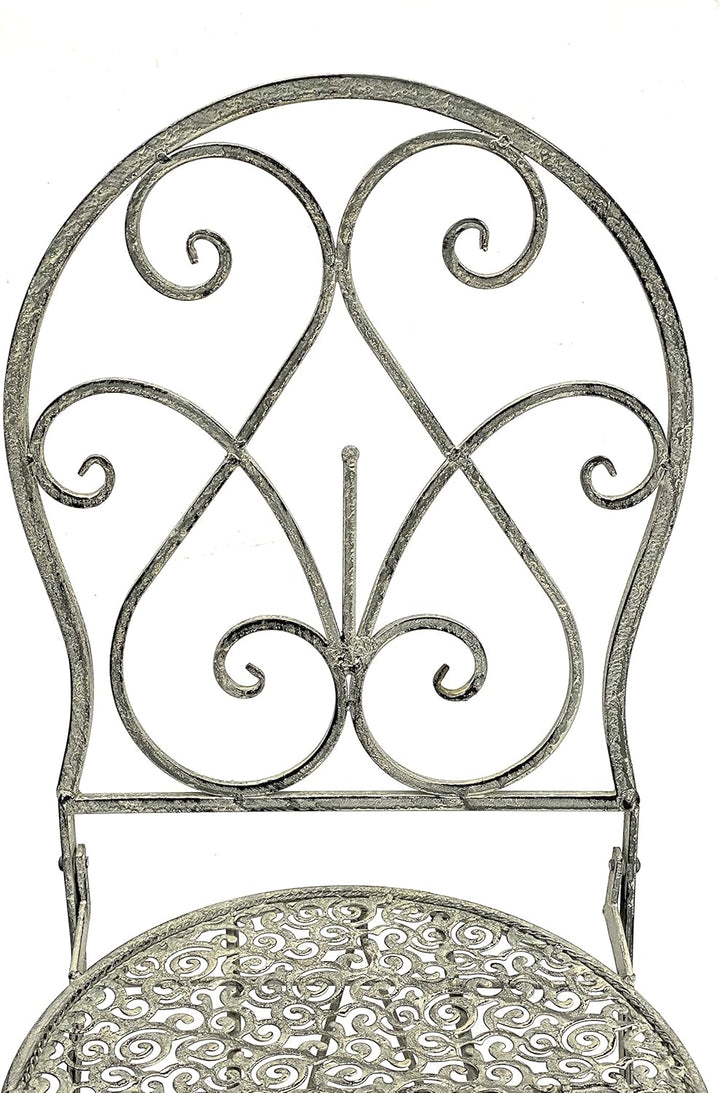 DanDiBo Gartenstuhl Metall Grau Weiss 96127 Metallstuhl Stuhl Garten Vintage Eisen Nostalgie Eisenst