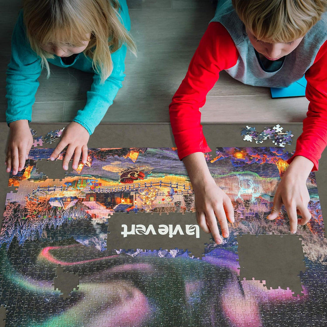 LAVIEVERT Holzpuzzle-Brett, Puzzle-Aufbewahrung, Puzzle-Sparer mit Rutschfester Oberfläche für bis z
