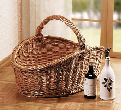 Dekoleidenschaft XXL Einkaufskorb Maxi aus Weide Natur, 68x49 cm gross, Tragekorb geflochten, Erntek