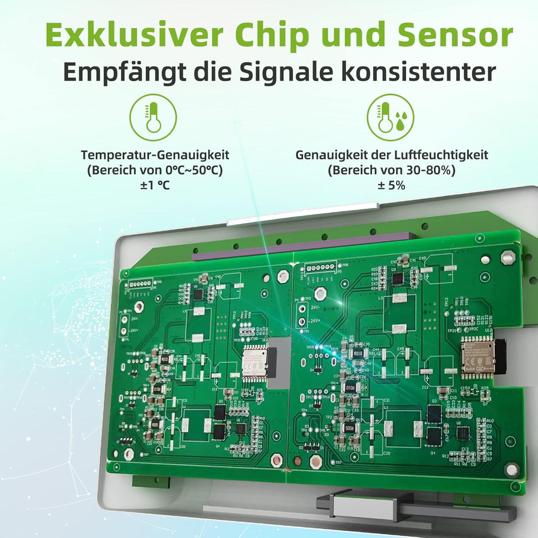 BALDR Wetterstation Funk mit Aussensensor, Digital DCF-Funkuhr mit Wettervorhersage, Lüftungsempfehl