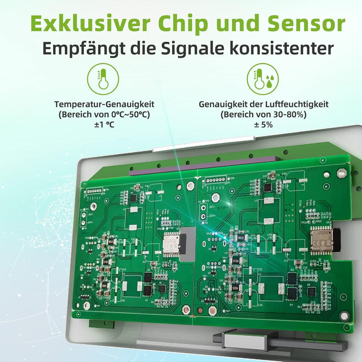 BALDR Wetterstation Funk mit Aussensensor, Digital DCF-Funkuhr mit Wettervorhersage, Lüftungsempfehl