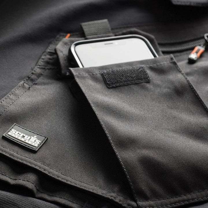 Scruffs Arbeitshose mit Holstertaschen „Pro Flex Plus“ Schwarz 30W Kurz, Schwarz 30W Kurz
