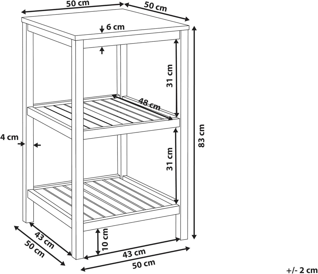 Beliani Outdoor-Kücheninsel Akazienholz braun schmal 50x50x83 cm mit Regalen Brucoli