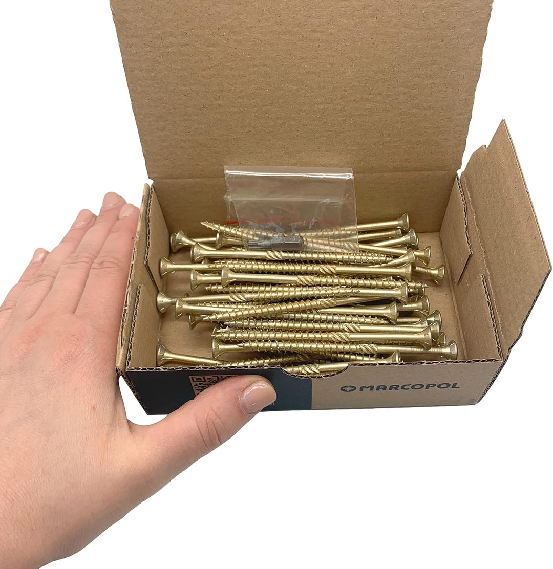 50 Stück Holzschrauben Stahl gelb verzinkt Kopf Torx Typ 17 Senkkopf Spanplattenschrauben 5,0 x 90 m