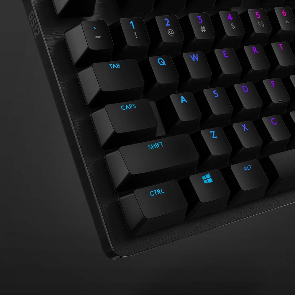 Logitech G512 mechanische Gaming-Tastatur, GX-Blue Clicky Switches, LIGHTSYNC RGB-Beleuchtung, USB-D