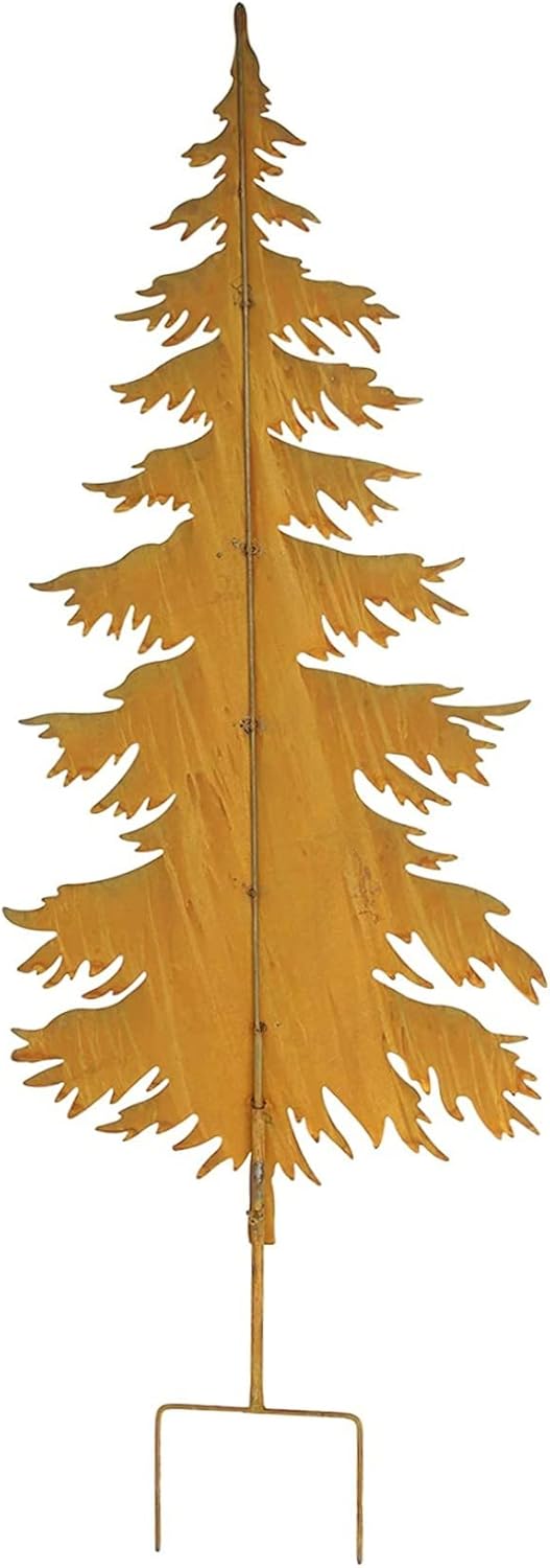 Dekoleidenschaft grosser Gartenstecker Tanne aus Metall in Rost-Optik, 146 cm hoch, Dekostecker, Gar
