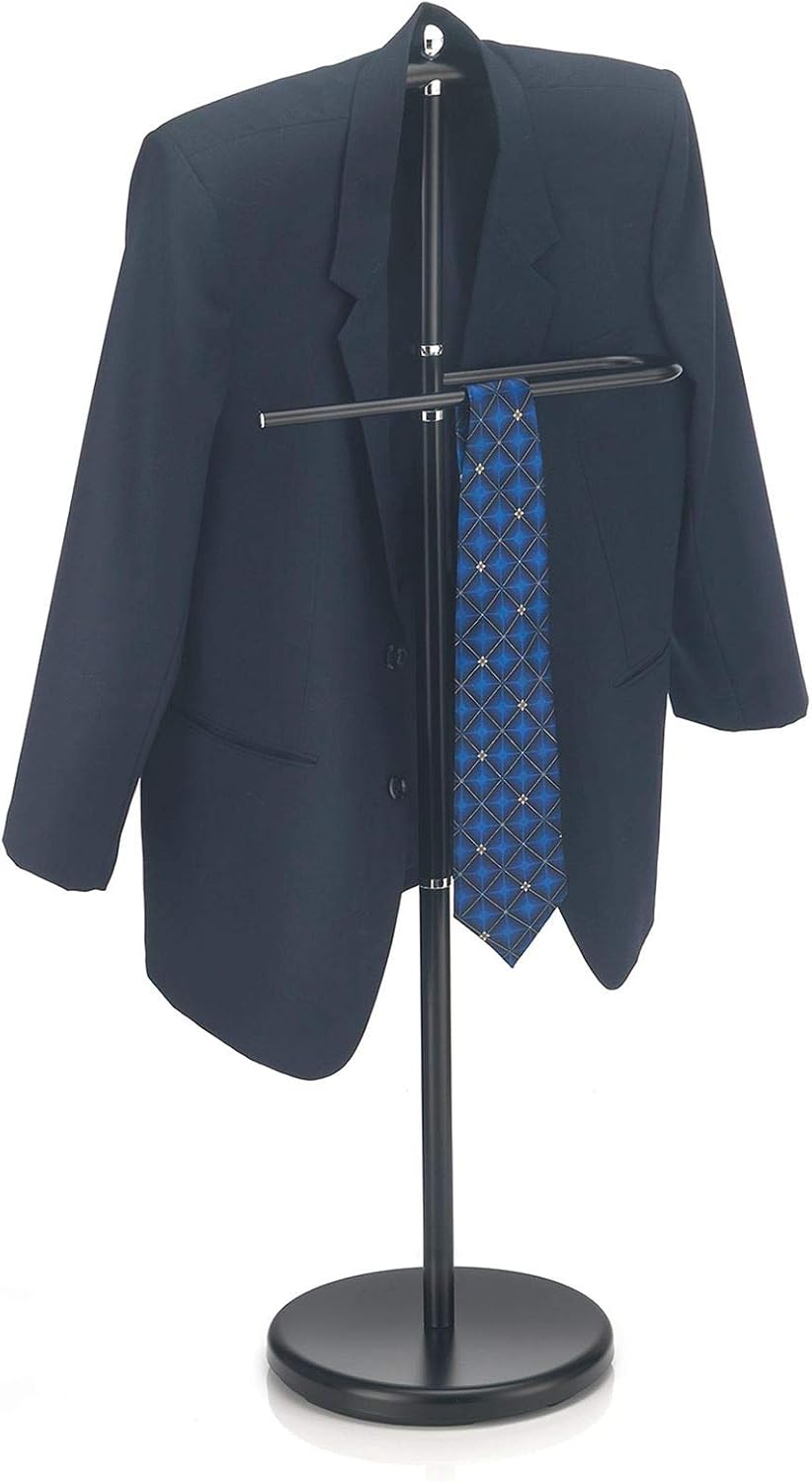 CARO-Möbel Herrendiener JÖRG Kleiderständer Kleiderstange Stummer Diener in schwarz mit Hosenbügel,