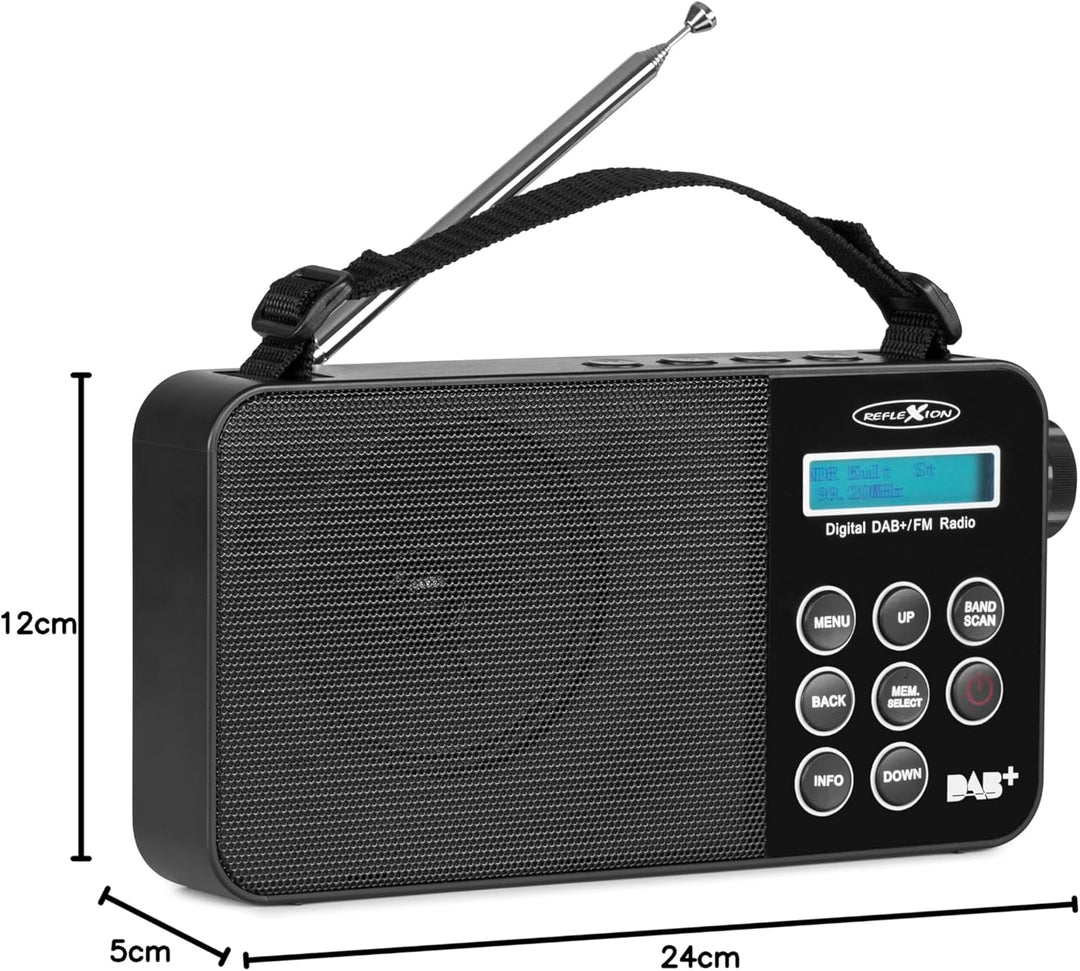 Reflexion TRA2350DAB+ Tragbares UKW Radio mit DAB/DAB+ (8Watt) Displayanzeige, Netz- und Batteriebet
