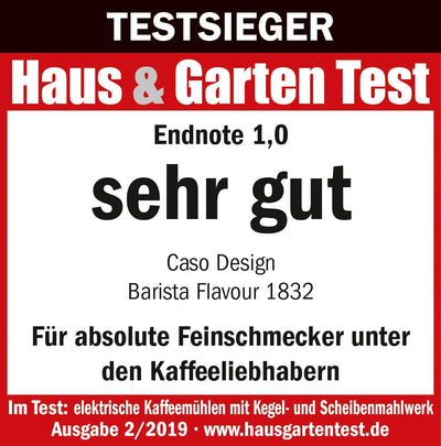Caso Barista Flavour, elektrische Design- Kaffeemühle, Mahlgrad in 15 Stufen einstellbar, Kegelmahlw