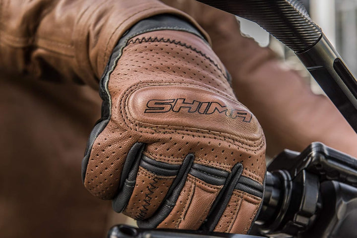 SHIMA Caliber Motorradhandschuhe Damen Herren - Klassische, Vintage, Sommer mit Protektoren XL Braun