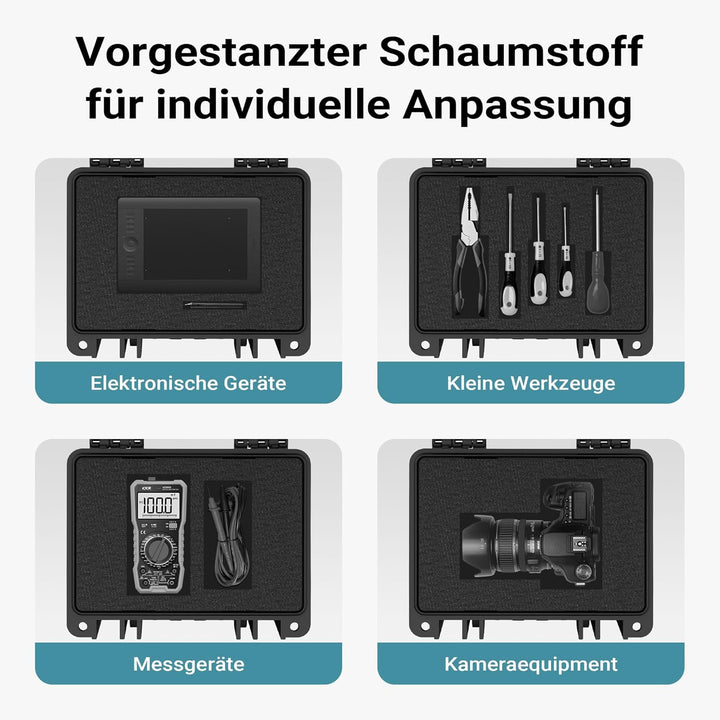 Wiltec Universalkoffer 21,9 x 18,5 x 10,4 cm, wasserdichter Transportkoffer, Schutzkoffer aus PP und