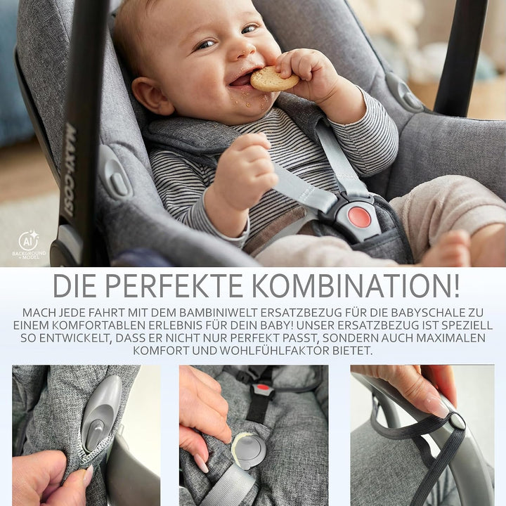 BAMBINIWELT Bezug Ersatzbezug kompatibel mit Maxi-Cosi CabrioFix für Babyschale 6-tlg Komplett-Set (