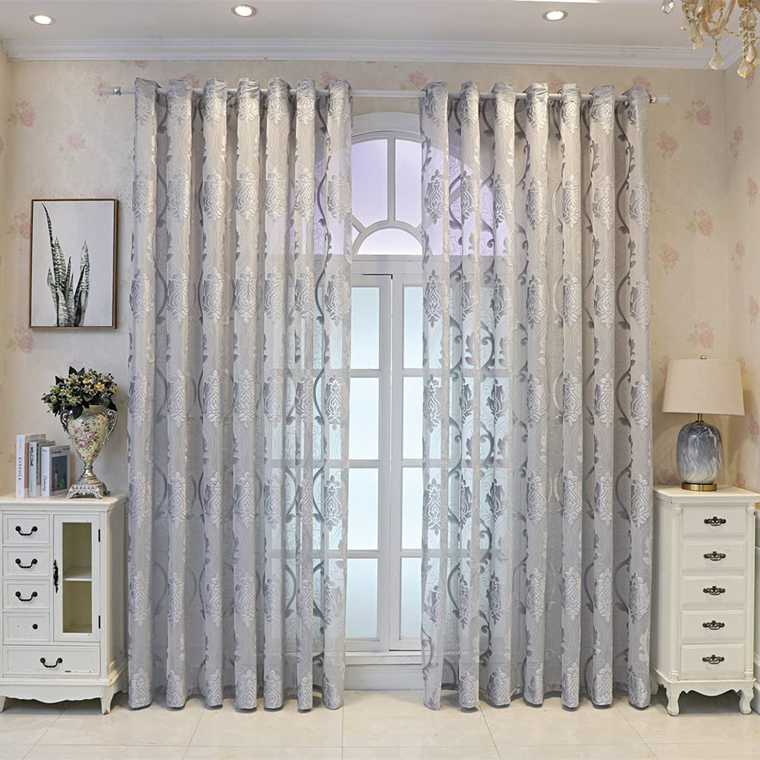 M&W DAS DESIGN Gardinenschal Vintage Retro Barock Grau 1er-packung 140 x 245 cm, Grau 1er-packung 14