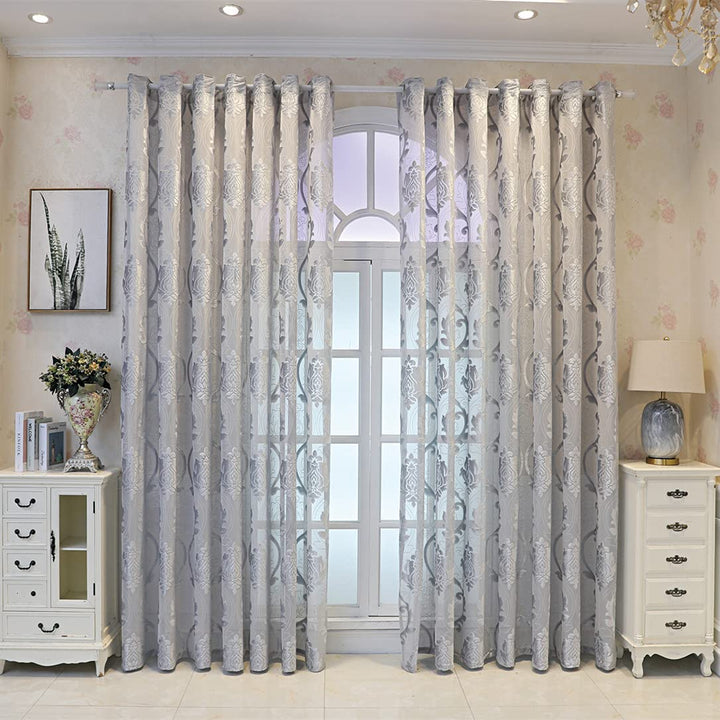 M&W DAS DESIGN Gardinenschal Vintage Retro Barock Grau 1er-packung 140 x 245 cm, Grau 1er-packung 14