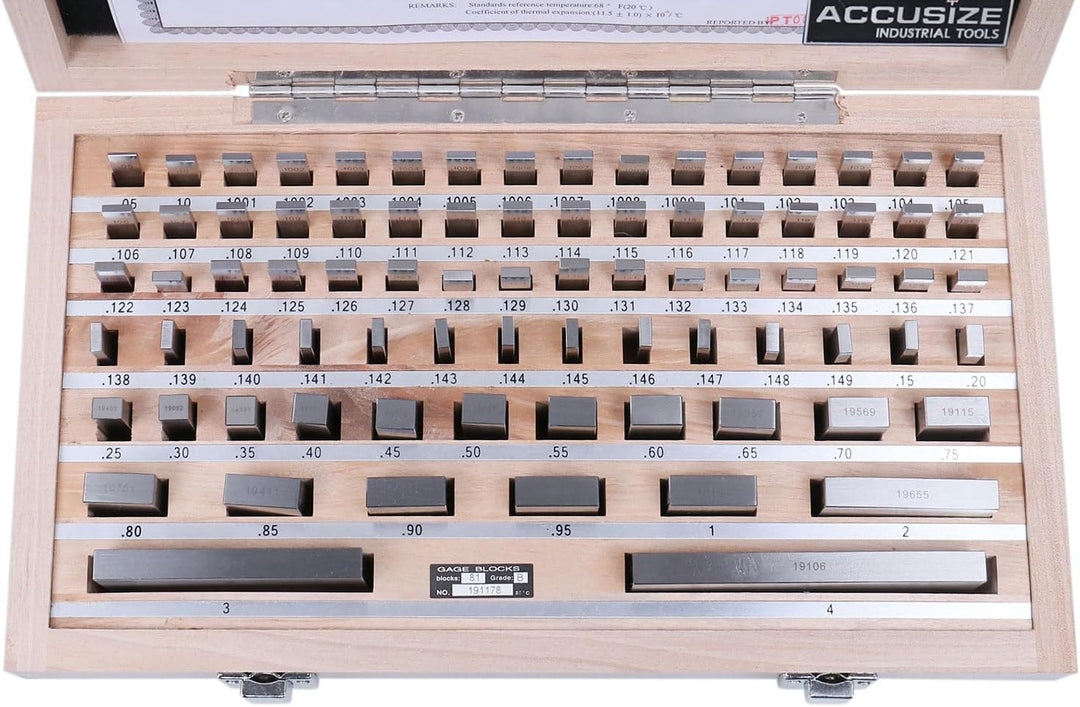 Accusize P900-S581 Stahl-Messblock-Set, Güteklasse B, 81-teilig, Klasse B