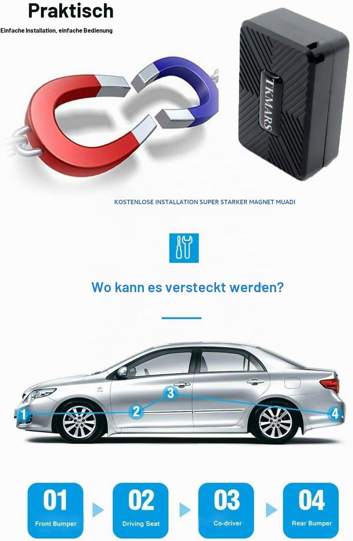 TKMARS GPS Tracker Mini GPS Tracker Klein für Auto, Fahrrad, Kind, Rucksäcke, Usw.Kein Abonnement mi