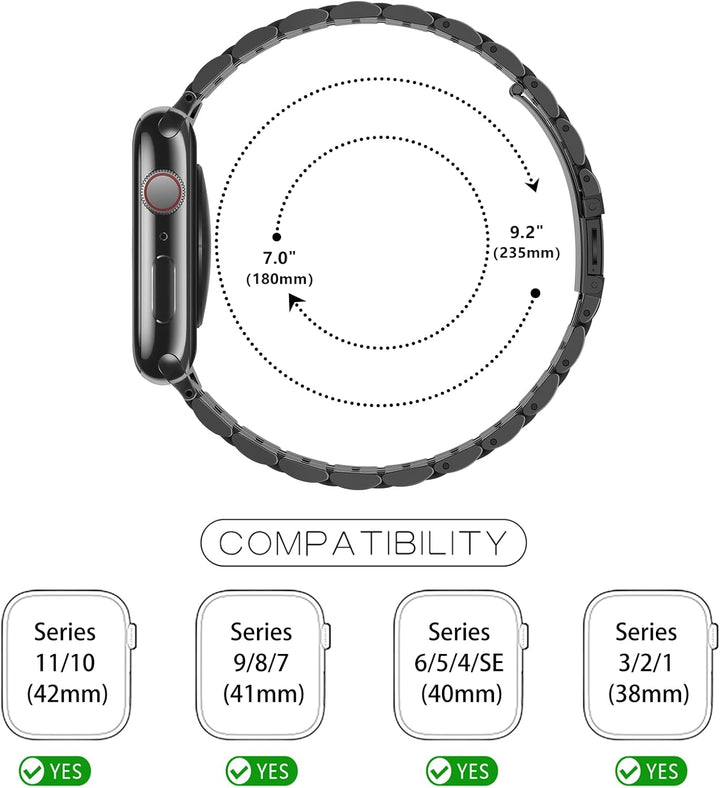 Tasikar Kompatibel mit Apple Watch Armband 42mm(Series 11/10) 41mm 40mm 38mm, Massives Edelstahl Met