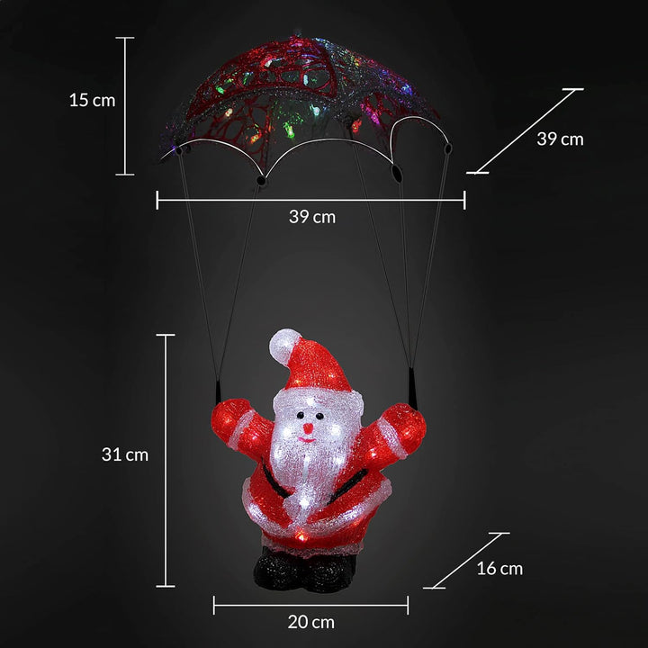 DEUBA® Weihnachtsdeko LED Acryl Figur Weihnachtsmann Aussen Innen 60cm Gross Weihnachten Nikolaus Be