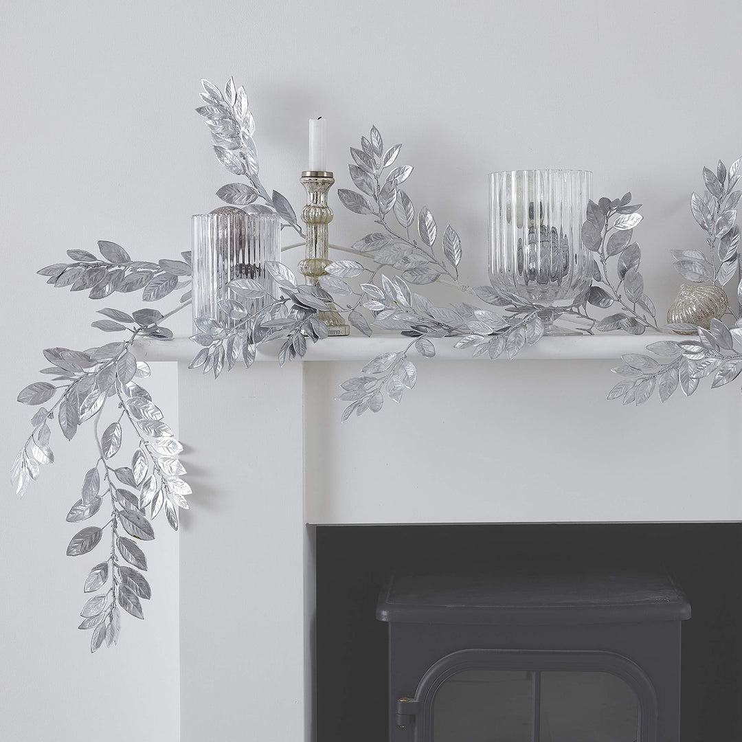 Ginger Ray Silver Foliage Weihnachtsdeko, 1,5 m, glitzernd Glitzer-Girlande, Glitzer-Girlande