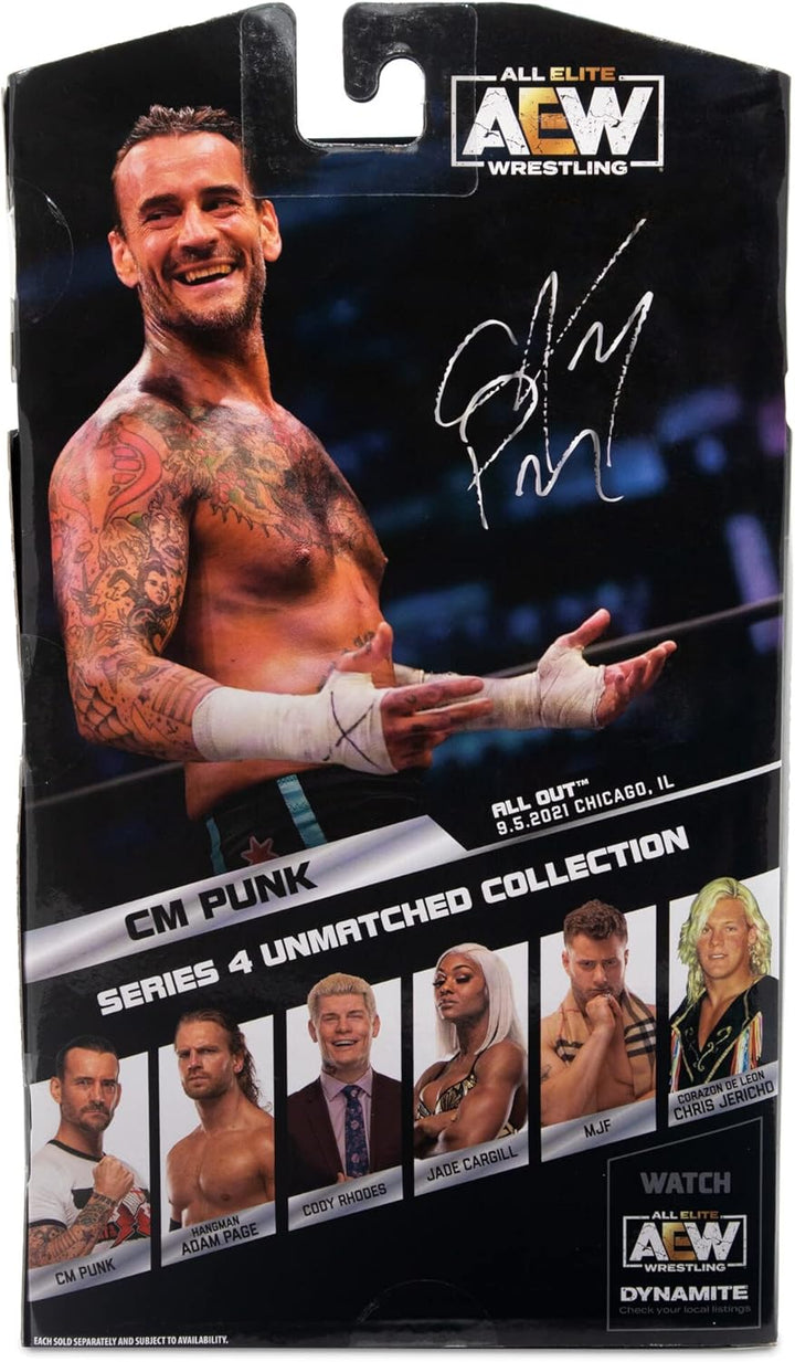 AEW All Elite Wrestling Unmatched Series 4 cm Punk - 6-Inch cm Punk Figure with Accessories Modern,