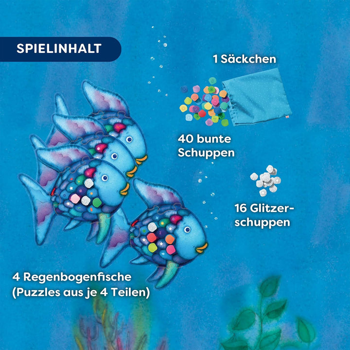 HABA Glitzer Bingo Der Regenbogenfisch – Kinderspiel ab 3 Jahren, Gesellschaftsspiel &amp; Farben-Lernsp
