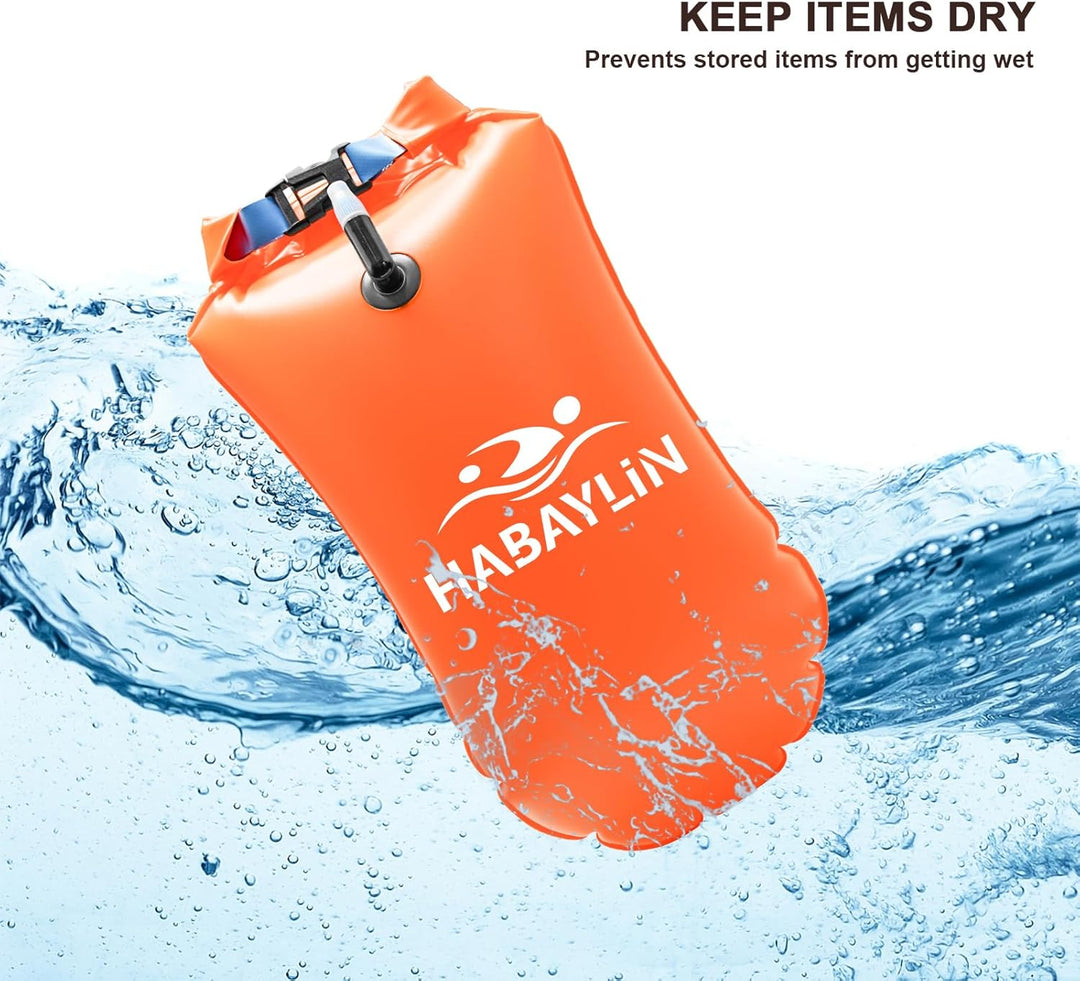 Schwimmboje - 20L Orange, Boje Schwimmen für Erwachsene und Kinder, Trockensack Gute Sicherheit beim