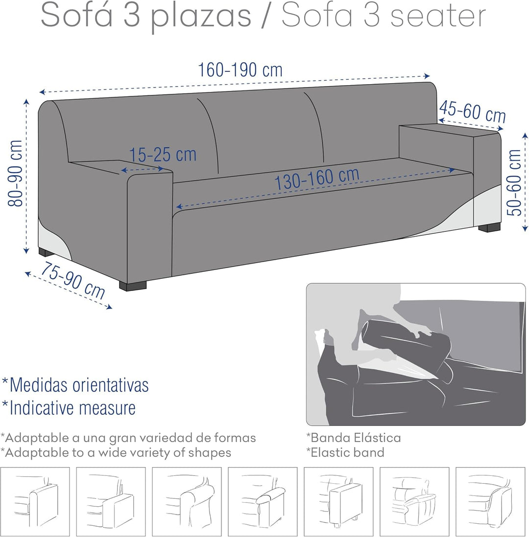 Eysa Achilles Aquiles elastisch Sofa überwurf 3 sitzer Farbe 07-braun, Polyester-Baumwolle, 37 x 29