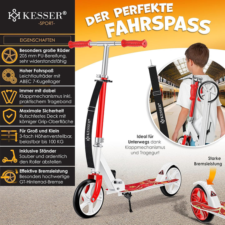 KESSER® Scooter Roller Kinderroller Cityroller Tretroller Kickroller Kickscooter Flora (Red), Flora