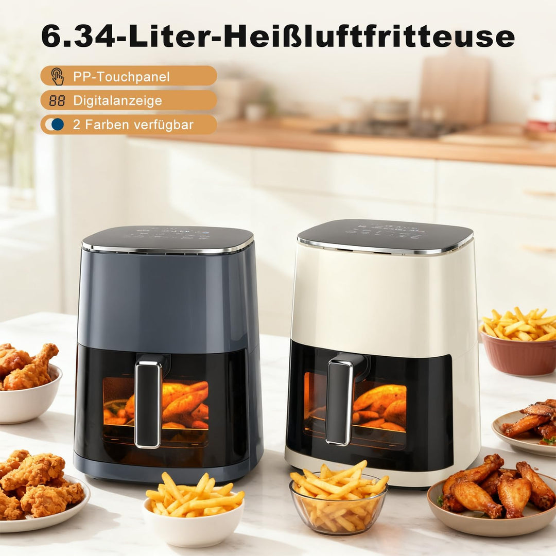 DUMOS Air Fryer 6QT with Window Square Airfryer Oven 12-in-1 for Family 400°F Rapid Air Crispy Techn