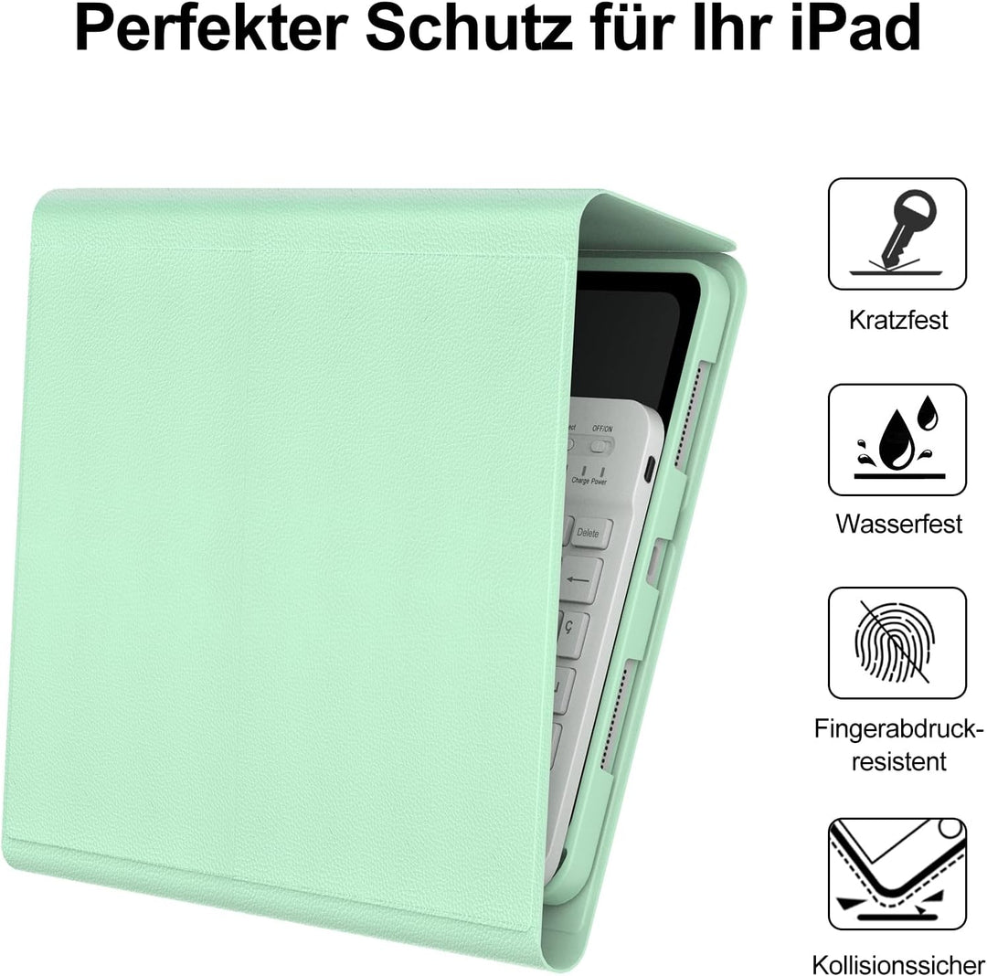 Hülle Tastatur für iPad A16 11/10 Generation (2025/2022) 11/10.9 Zoll mit QWERTZ Deutsche Bluetooth