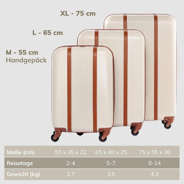 FERGÉ Kofferset Hartschale 3-teilig Milano Trolley-Set - Handgepäck 55 cm, L und XL 3er Set Hartscha