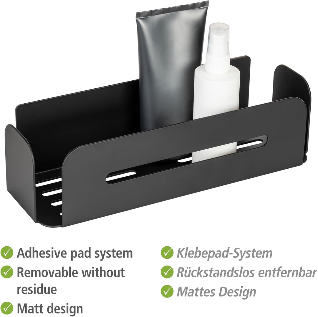WENKO Turbo-Loc® Wandablage Bivio Black matt, Badregal aus Aluminium, zur Aufbewahrung im Bad, Befes