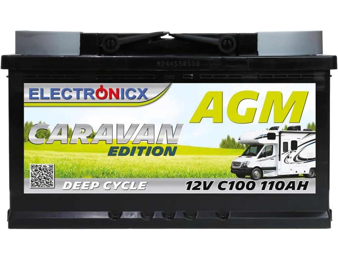 Electronicx AGM CARAVAN Versorgungsbatterie12V110Ah / 110Ah Deep Cycle Batterie wartungsfrei versieg