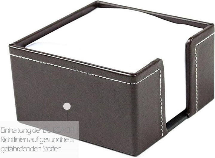 DELMON VARONE - Zettelkasten Cambridge Top Grain Leder braun, Zettelbox inkl. 500 Blatt Papier, Noti