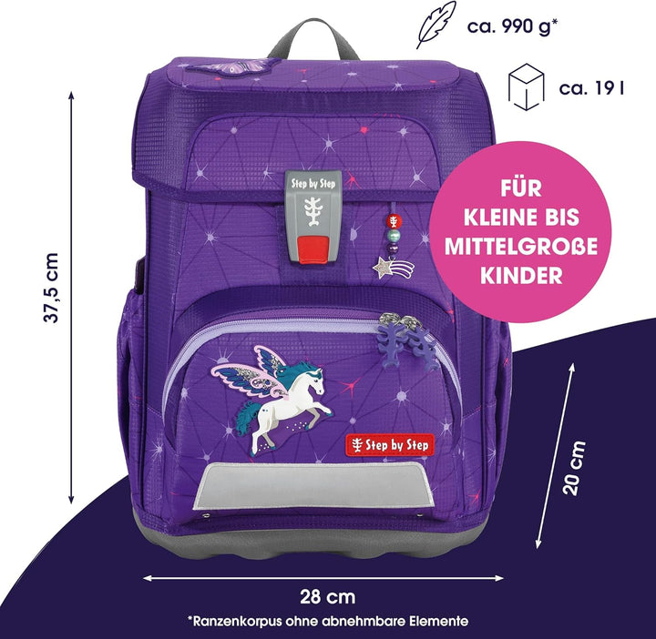 Step by Step Schulranzen-Set Cloud Dreamy Pegasus Shadow, 5-teilig, lila, Pegasus, ergonomischer Tor