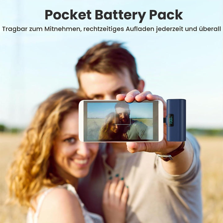 Mini Powerbank 5200mAh, Klein Power Bank USB C PD Externer Akku, Compact LCD Digitalanzeige Akkupack