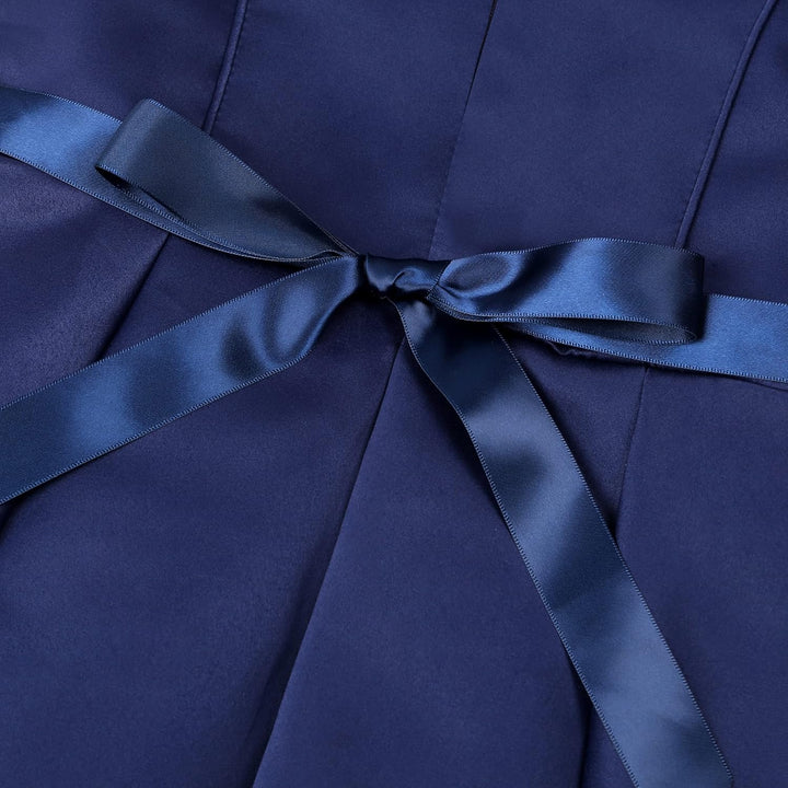 BUNNY LULU Mädchen Kleid mit schräger Schulter, Brautjungfer, Hochzeit, Prinzessin, Kinder, Schleife