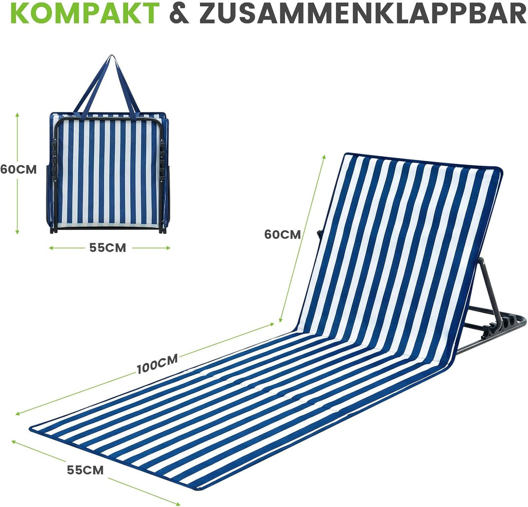 Palawano Sonnenliege für Garten & Strand – Verstellbare 5-Positionen Strandmatte, Leicht & TragbarLi