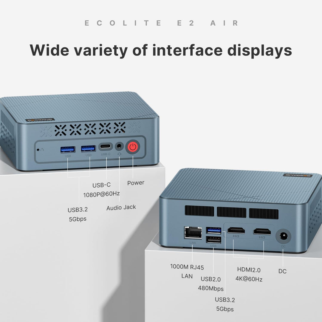 BOSGAME E2 Air 3501U Ryzen 5 Mini PC 8G DDR4 256G SATA SSD Triple Display | Mini-Desktop-PC mit bis