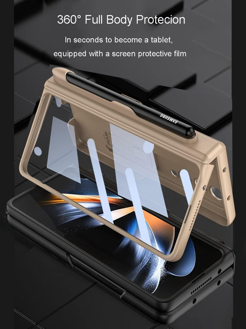 CeeEee Galaxy Z Fold 4 5g Hülle 360 Grad Vollschutz Case Built in Bildschirm Schutz Handyhülle mit S