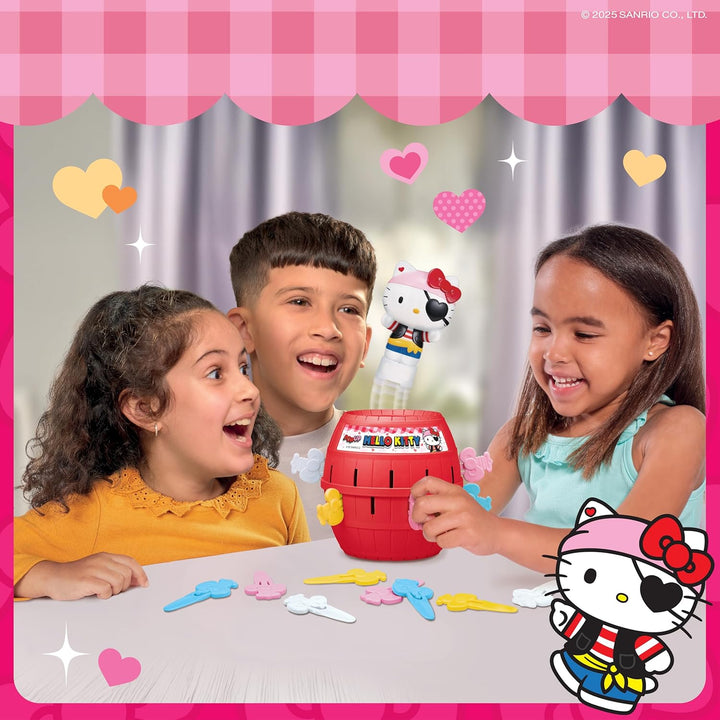 TOMY Pop Up Hello Kitty Spiel, Kinder-Actionspiel mit Schleifen, Überraschungs-Steckspiel, Lustiges