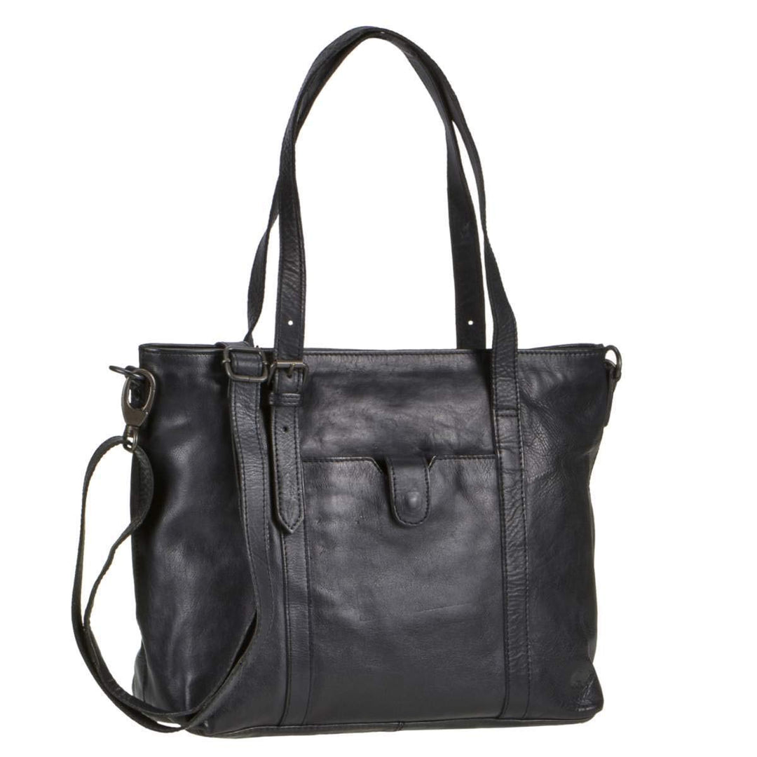 Bear Design Damen Tasche Ledertasche Shopper Schultertasche Handtasche Leder schwarz 34x27cm Cow Lav
