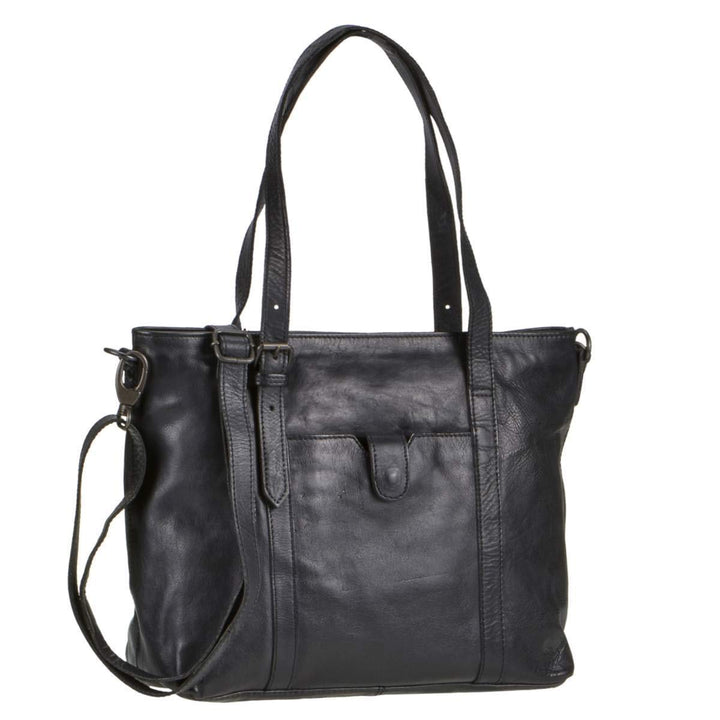 Bear Design Damen Tasche Ledertasche Shopper Schultertasche Handtasche Leder schwarz 34x27cm Cow Lav