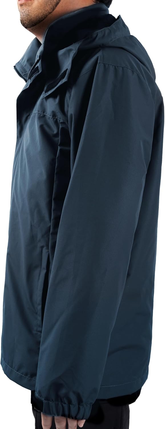 ANAYSN Herren Regen Jacke mit Kapuze wasserdicht leichte Jacke und Reissverschlusstaschen Regenmante