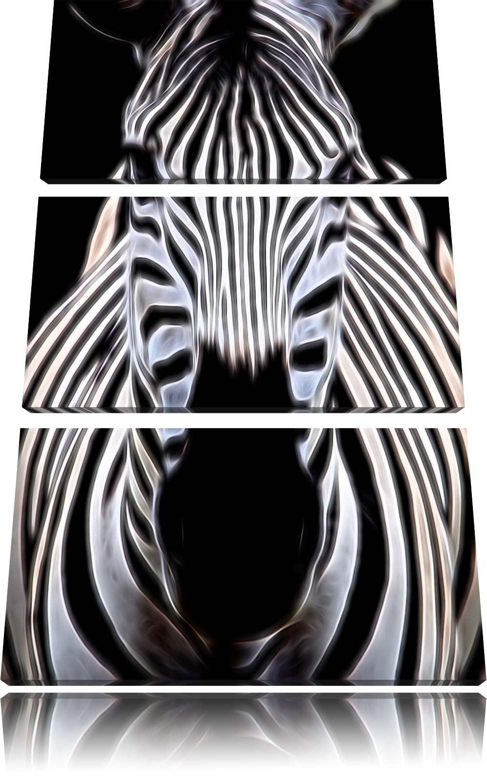 Dark Zebra Porträt Spezial 3-Teiler Leinwandbild 120x80 Bild auf Leinwand, XXL riesige Bilder fertig