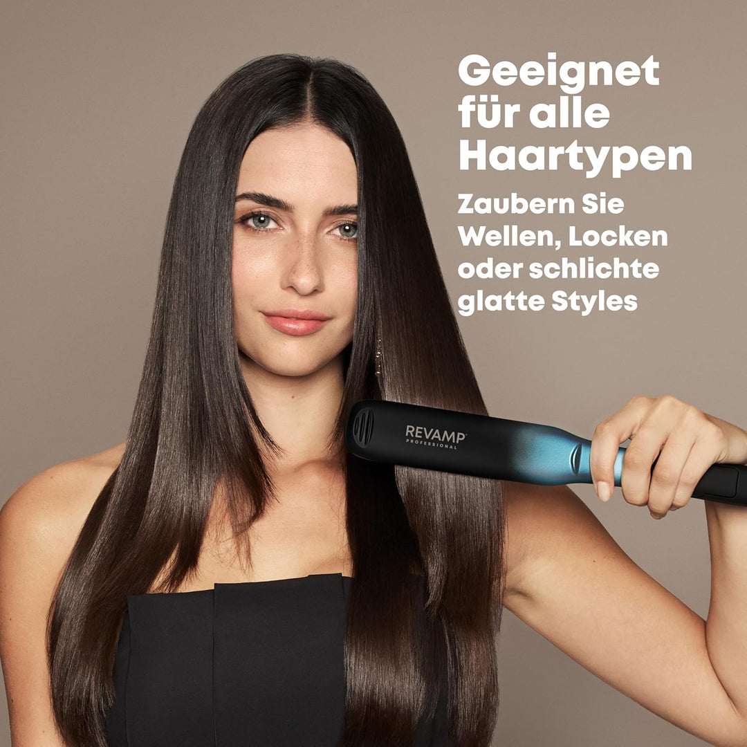 REVAMP Progloss Ultra X Shine Keramik-Glätteisen | Haarglätter mit breiten gefederten Keramik-Ionen-