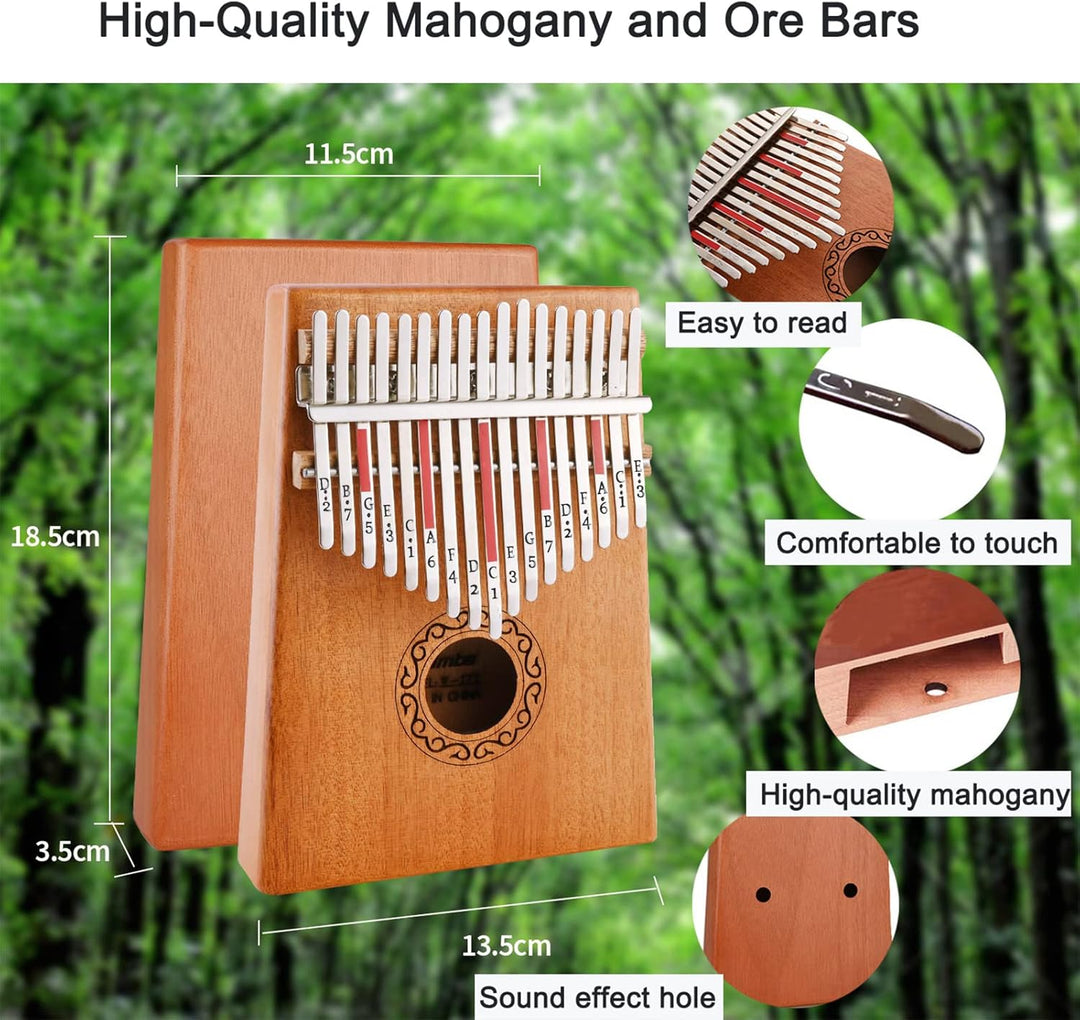Kalimba 17 Schlüssel, Nabance Daumenklavier Kalimba Professionelles Finger Daumen Piano Karimba Inst
