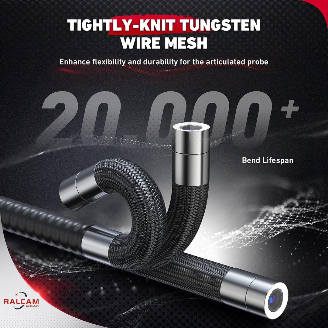Ralcam Endoskopkamera mit Licht Endoscope Camera - Endoskop 6,2mm Inspektionskamera 4,3" HD 720P Roh
